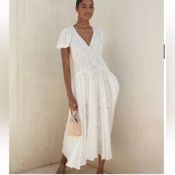 cult gaia Dresses & Skirts - Cult Gaia Elise Textured Midi Dress in Cream RARE 🔥